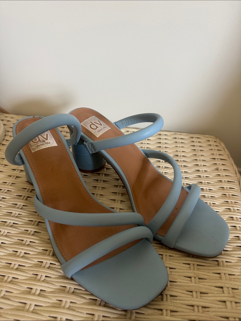 DV by Dolce Vita Powder Blue Strappy Block Heel Sandals